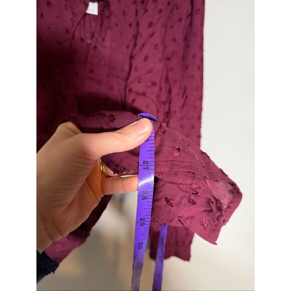 LOFT pusseybow neck line Swiss dot textured bundle of two blouses pink & maroon - Picture 8 of 14